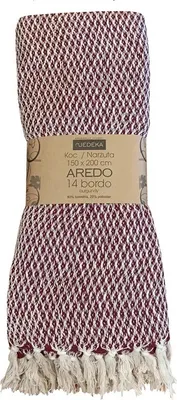 Produktbild von Tagesdecke aus Baumwolle mit Fransen, Boho-Stil Aredo 150x200cm Burgund 14
