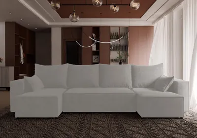Produktbild von 4ALL HOME Ecksofa mit Schlaffunktion Tobi U 316x145 cm - Couch - Sofa mit Bettkasten - Eckcouch - L-Form - Schlafsofa - Schlafsofa mit Bettkasten Velo 621 Weißer Papirus