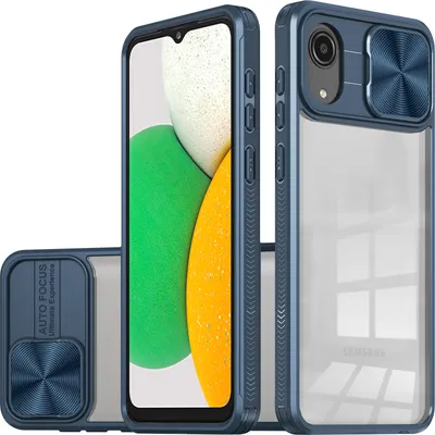 Produktbild von Hülle für Samsung Galaxy A03 Core Transparent TPU Bumper Schutzhülle mit Schiebe Kamera Schutz Blau