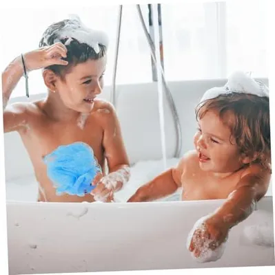 Produktbild von Badeschwamm aus Luffa mit Tiermotiven, Duschball und Peeling-Schwamm für Mädchen, mit Trageband