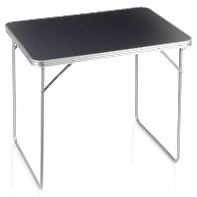 Zdjęcie produktu dla Vilde | Stolik campingowy składany - 80x60x70 cm - Metalowy stół walizkowy MDF grafitowy