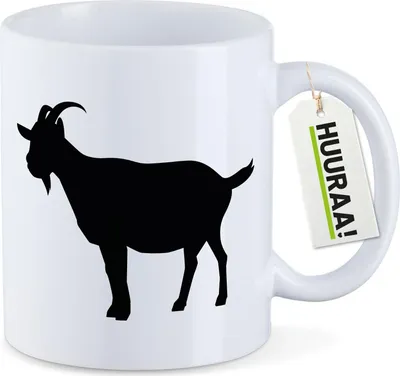 Produktbild von Huuraa Kaffeetasse Ziege Silhouette 330ml Weiß Keramik Kaffeebecher Geschenkidee