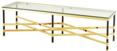 Obrázek produktu pro Konferenční stolek Casa Padrino zlatý / černý 150 x 40 x v. 42,5 cm - stolek do obývacího pokoje se skleněnou deskou