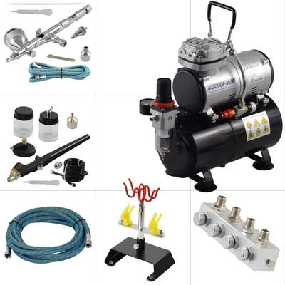 Produktbild von Agora-Tec® Airbrush Komplett-Set PROFI XVI.3