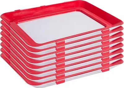Zdjęcie produktu dla Tacki do przechowywania żywności, wielokrotnego użytku, oszczędzające miejsce, czerwone