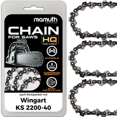 Obrázok produktu pre 3 reťaze na pílu, reťazová píla 40 cm, 1,3 mm, 3/8", 57 TG, vhodné pre Wingart KS 2200-40