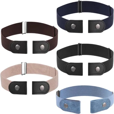 Productafbeelding van Stretch Riem - Gespenloze Riem - Comfortabel Dragen - Onzichtbaar Onder Kleding - 5 Stuks - Multicolor