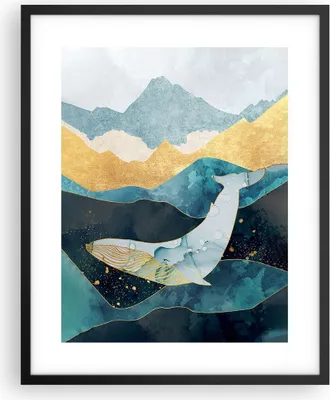 Produktbild von Gerahmtes Poster - Schwarzer Rahmen - Buckelwal Geometrie Wal - 40x50 cm - Wand Bild - Wanddeko - Wandbilder - Kunstposter - Wandposter - Bilderrahmen - Bilder - Kunstdruck - P2BPA40x50-5166