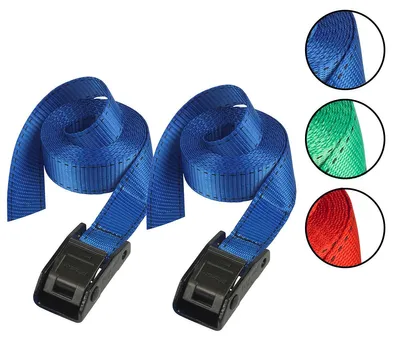 Produktbild von Master Lock 3379EURDATCOL Gepäckgurt mit Zamak legierten Bügel, Zufällige Farbe, 5 m x 25 mm Gurt, 2-er Set