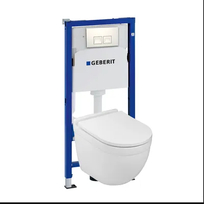 Produktbild von GEBERIT Duofix Basic Vorwandelement + Wand-WC Dalia Becken Weiß Spülrandlos + Bedienplatte Delta 25 für Doppelspülung