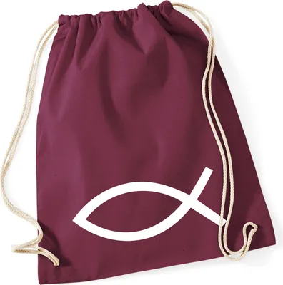 Produktbild von Huuraa Turnbeutel Fisch Symbol 12 Liter Burgundy Baumwolle Rucksack Geschenkidee