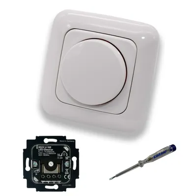 Produktbild von Komplett-Set BUSCH-JÄGER, LED-Drehdimmer -alpinweiß- -Reflex SI- neues Modell 6523 U-102 - Nachfolger zu 6523U