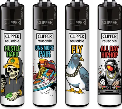 Zdjęcie produktu dla Zapalniczka Clipper zestaw 4 sztuk Urban Slogan