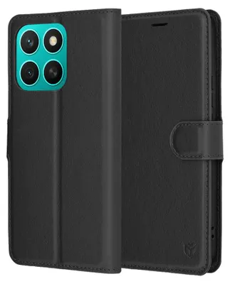 Zdjęcie produktu dla Techsuit – Leather Folio – skórzane etui do Honor X8c – czarne