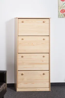 Produktbild von Schuhschrank aus massivem Kiefernholz, Natur, 150x72x29 cm (HxBxT)