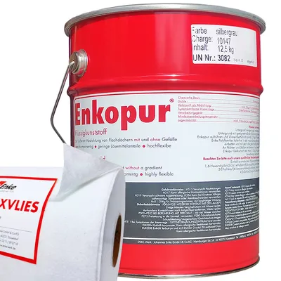 Produktbild von Enkopur Flüssigkunststoff  Silbergrau 12,5kg + Polyflexvlies 30cm x 9m