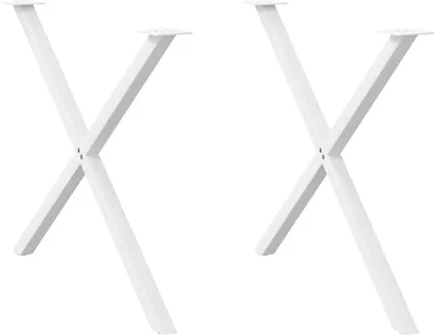 Image de Pieds de table à manger en forme de X, 2 pièces, blanc, 90 x (72-73) cm, acier