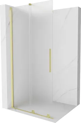 Produktbild von Mexen Velar Duschwand ausgezogen Walk-in 70 x 200 cm, matt 8 mm, gebürstetes Gold - 871-070-000-33-55