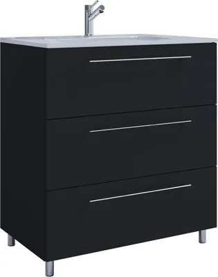 Produktbild von VCM 2-tlg. Waschplatz Waschtisch | Waschbecken Unterschrank Breite 80 cm | Badmöbel Set stehend | 3 Schubladen | Badinos