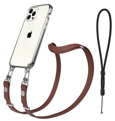 Produktbild von EAZY CASE Handykette magnetisch mit Handyhülle für Apple iPhone 12, Crossbody Handyband 1-1,90m verstellbar mit 2 Ösen in Braun