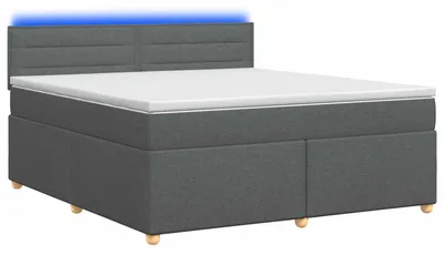 Image de Lit boxspring avec matelas gris foncé 160 x 200 cm Tissu
