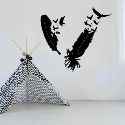 Vogel mit dekorativer Feder – Decords Wandtattoo, Produktansicht 1