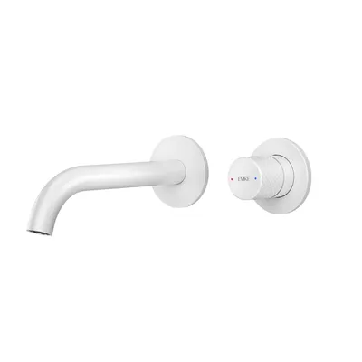 Produktbild von EMKE Unterputz Wandarmatur 360 Grad schwenkbar 2 Loch Badarmatur Messing Wandmontage Waschbecken 288x210x70mm pflegeleicht Weiß