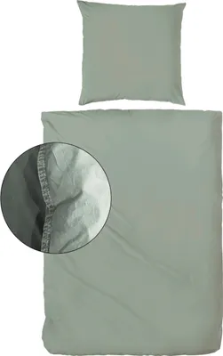 Produktbild von Hahn Haustextilien Renforce Bettwäsche stone washed olive in Stofftasche Größe 135x200 cm