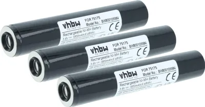 Produktbild von vhbw 3x Akku kompatibel mit Pelican Polystinger LED HAZ-LO, Flashlights Taschenlampe Kopflampe (1800 mAh, 3,6 V, NiMH)