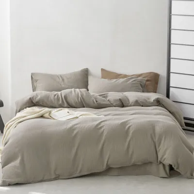 Produktbild von Double Gauze Bettwäsche 155x220 cm Taupe mit einem Kissenbezug 80x80 cm aus 100% Baumwolle - Traumhaft weiche