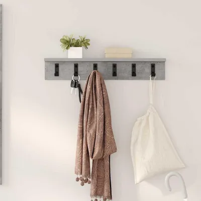 Produktbild von Möbel Wandmontierter Kleiderständer Betongrau 60 x 10.5 x 10.5 cm - Wandregale 874358
