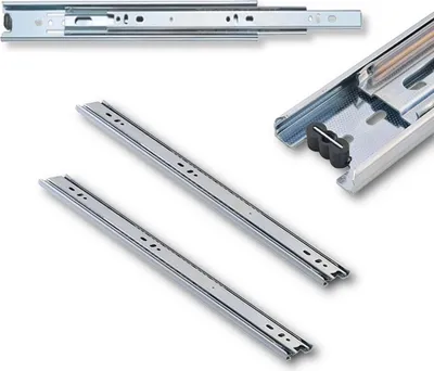 Obrázok produktu pre Teleskopické výsuvy zásuviek 25-110 cm 1 pár - Plný výsuv s guličkovým ložiskom striebornej farby - Nosnosť do 30 kg - Výsuvné výsuvy pre kuchynský a dielenský nábytok