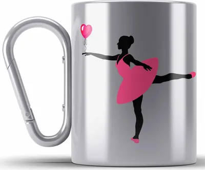 Produktbild von Trendation - Ballett Ballerina Edelstahl Tasse Karabiner Mädchen Geschenk Lehrer Frauen Balett Geschenkidee Karabiner Edelstahl Tasse Karabiner Edelstahl (Silber)