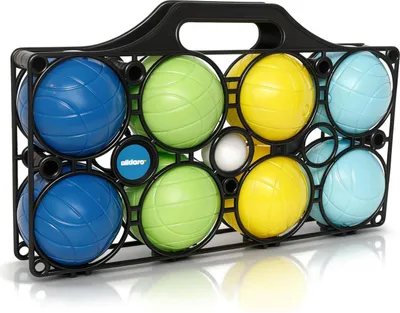 Produktbild von Boccia Set - Farbenfroher Outdoor-Spielspaß mit 8 bunten Kugeln für Kinder und Familie, inkl. Tragekorb