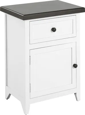 Zdjęcie produktu dla BELIANI Stolik nocny biały brązowy MDF 40 x 30 x 55 cm 1 szuflada szafka sypialnia styl klasyczny tradycyjny