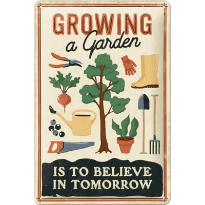Image de Nostalgic-Art - Plaque en métal 20 x 30cm - Outdoor & Activities - Growing A Garden