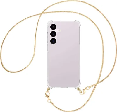 Produktbild von Handykette Backcover-Schutzhülle mit Band (Metall goldfarben) für Samsung Galaxy S24 Plus - goldfarbene Snake-Kette