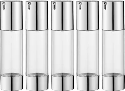 Produktbild von 5 Stück 30 ml Kunststoff Airless Pumpdispenser, leer, Airless Pumpdispenser, Cremespender, Pumpflasche, Kunststoff, nachfüllbar, Vakuum-Kosmetikbehälter, leere Cremetöpfe