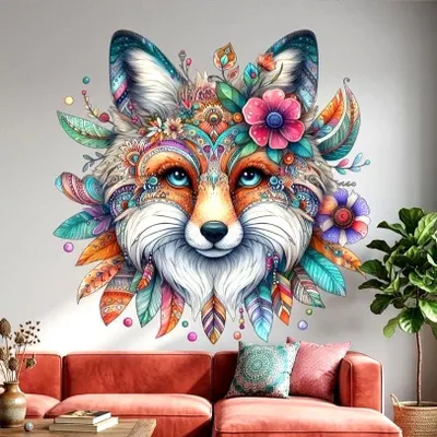 bunter Boho-Fuchs mit Mandalamuster – Decords Wandtattoo, Produktansicht 1