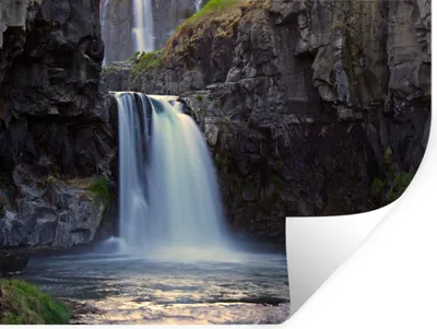 Produktbild von MuchoWow® Wandtattoo Wandsticker Wandaufkleber Wasserfall - Wasser - Felsen 120x90 cm Selbstklebend und Repositionierbar - Aufkleber