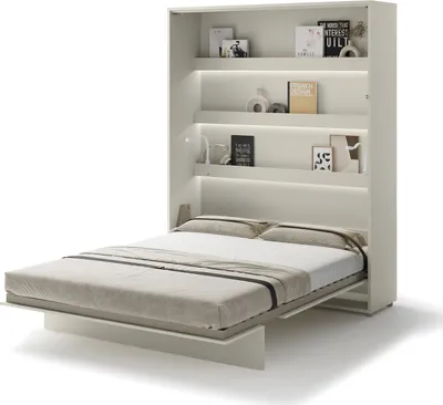 Produktbild von MEBLINI Schrankbett Bed Concept - Wandbett mit Lattenrost - Klappbett mit Schrank - Wandklappbett - Murphy Bed - Bettschrank - BC-12 - 160x200cm Vertikal - Kaschmir