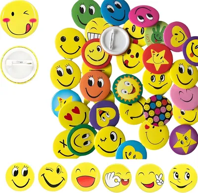Imagen del producto de Smiley para botones, de colores, 40 unidades, 45 mm, para ropa