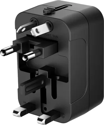 Zdjęcie produktu dla Adapter podróżny Wozinsky WUTWC uniwersalny 24W UE / US / AUS / UK / 2x USB-A - czarny