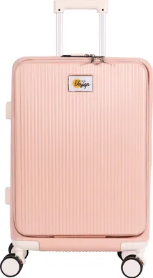 Immagine prodotto di Valigia Moods Up di Biggdesign con portabicchieri e porta USB, bagaglio a mano da viaggio con scomparto per laptop e sistema di blocco TSA, ruote girevoli a 360°, capacità di carico di 15 kg, 20 pollici, rosa
