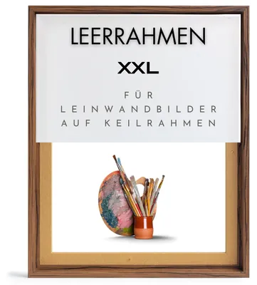 Produktbild von Monframe Schattenfugenrahmen XXL 100x120 cm - Nussbaum - Leerrahmen mit Tiefeneffekt aus MDF Holz in zerlegter Form - für Leinwandbilder auf Keilrahmen
