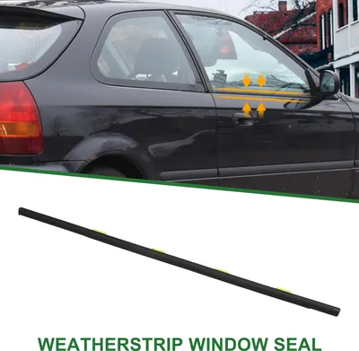 Image de Joint D'Étanchéité De Fenêtre, Bande De Garniture De Fenêtre, Pour Honda Civic 1996-2000, PVC, Arrière Gauche, No.72950S04003, Noir, 1 Pièce