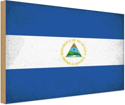 Produktbild von vianmo Holzschild 30x40 cm Nicaragua Flagge Fahne Wappen