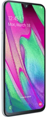 Produktbild von Deutsche Telekom Galaxy A40 64 GB Smartphone - 15 cm (5,9 Zoll) Super AMOLED Full HD Plus 2340 x 1080 - Dual-Core 1,80 GHz Hexa-Core 1,60 GHz - 4 GB RAM - Android 9.0 Pie - 4G - Weiß - Bar - 2 SIM Support - Deutsche Telekom - Front Camera: 25 Megapixel - Rear Camera: 16 Megapixel / 5 Megapixel - 3100 mAh Akku - Near Field Kommunikation