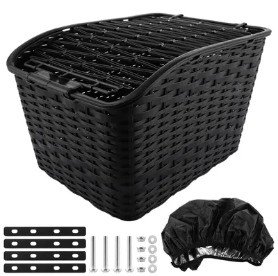 Produktbild von Fahrradkorb Gepäckträgerkorb Hinterradkorb - 27 Liter - Mit Netz und Regenhaube - Für Gepäckträger
