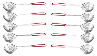 Produktbild von 10 er Pack Fondue-Sieb Edelstahl Ø 7,5cm, L 30 cm, silber Sieblöffel für Feuertopf, Mongolentopf